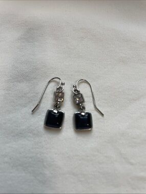 Lia Sophia Black and Clear Drop Earrings